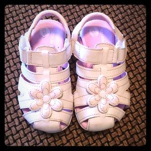 Stride Rite toddler white with pink sandals; sz 7